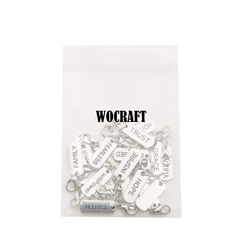 WOCRAFT 20pcs Craft Supplies Handmade Inspiration Words Dangle Charms Pendant with Lobster Clasp for Jewelry Making Accessory Fit Floating Locket Charms Necklaces (M338) - Image 4